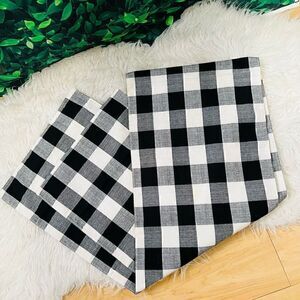 COPY - Black and white buffalo plaid holidays checkered table runner 70”